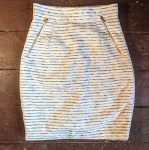 H&M White Tweed Pencil Skirt